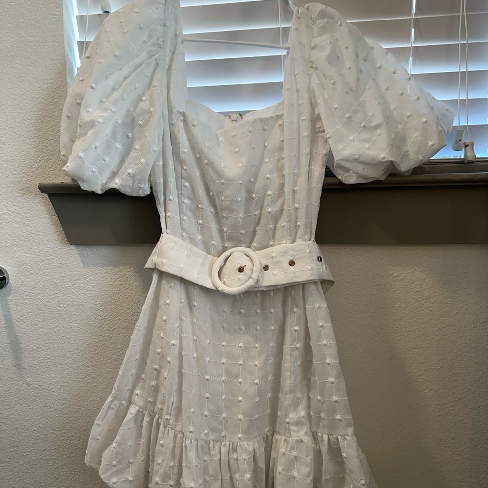 Sabo Skirt Cream Ruffled Tiered Mini Dress